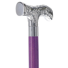 Exclusive Joker-Inspired Chrome T-Shape Cane: Stained Shaft