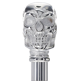 Skull Premium Chrome Brass Handle Cane: Custom Shaft & Collar