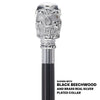 Scratch and Dent Chrome Plated Skull Handle Walking Cane w/ Black Beechwood Shaft and Brass Silver Collar V2035