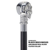 Scratch And Dent Chrome Plated Skull Handle Walking Cane w/ Black Beechwood Shaft and Brass Silver Collar V3159