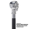 Scratch and Dent Chrome Plated Skull Handle Walking Cane w/ Black Beechwood Shaft and Brass Silver Collar V2035