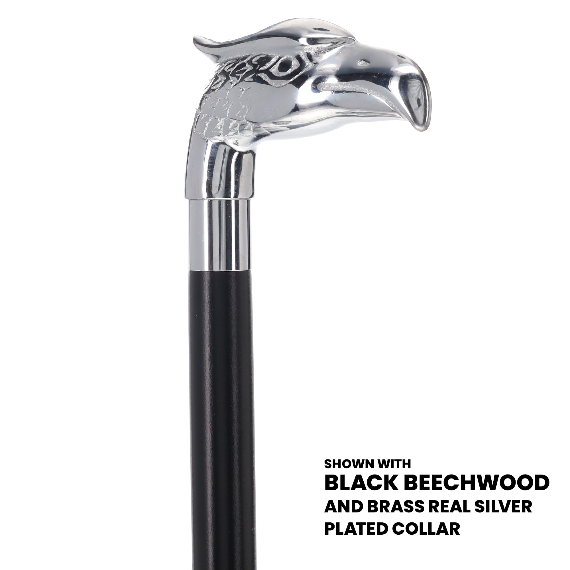 Eagle Premium Chrome Brass Handle Cane: Custom Shaft & Collar