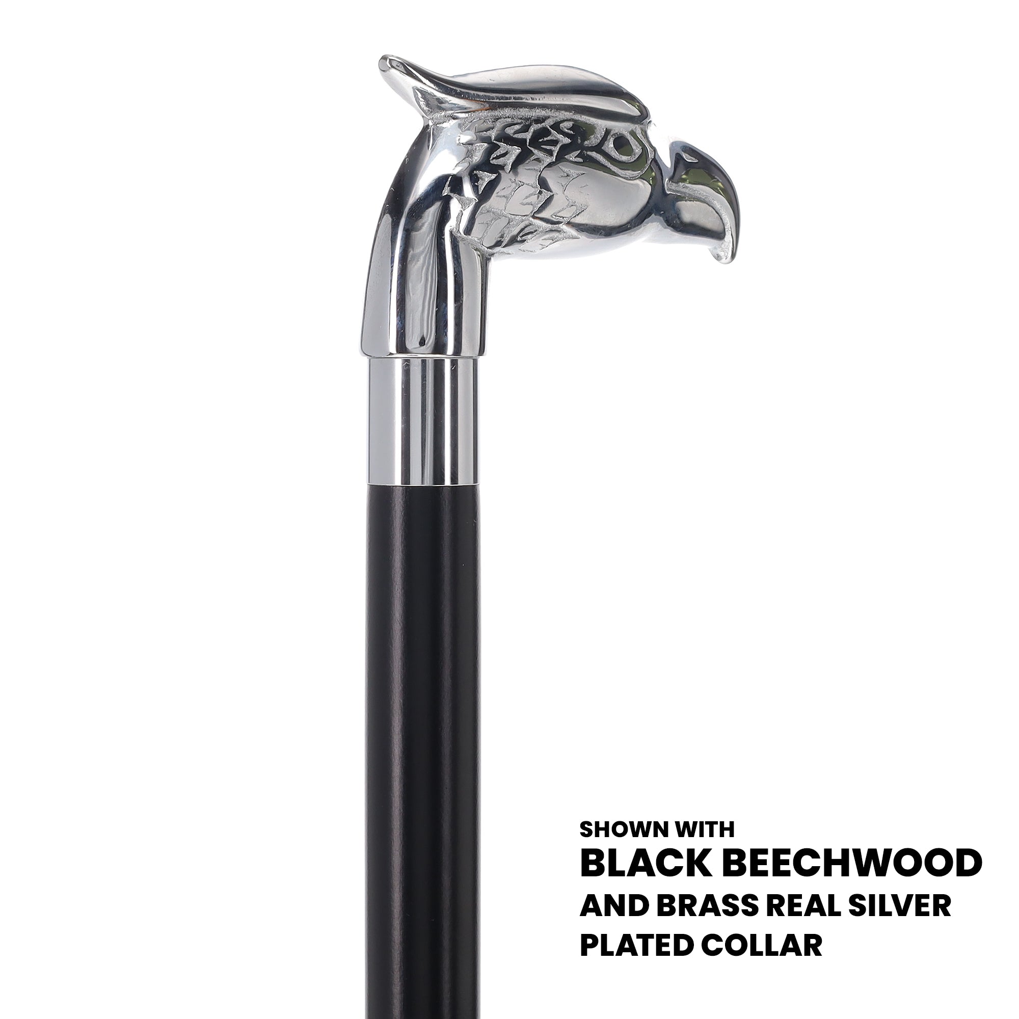 Eagle Premium Chrome Brass Handle Cane: Custom Shaft & Collar