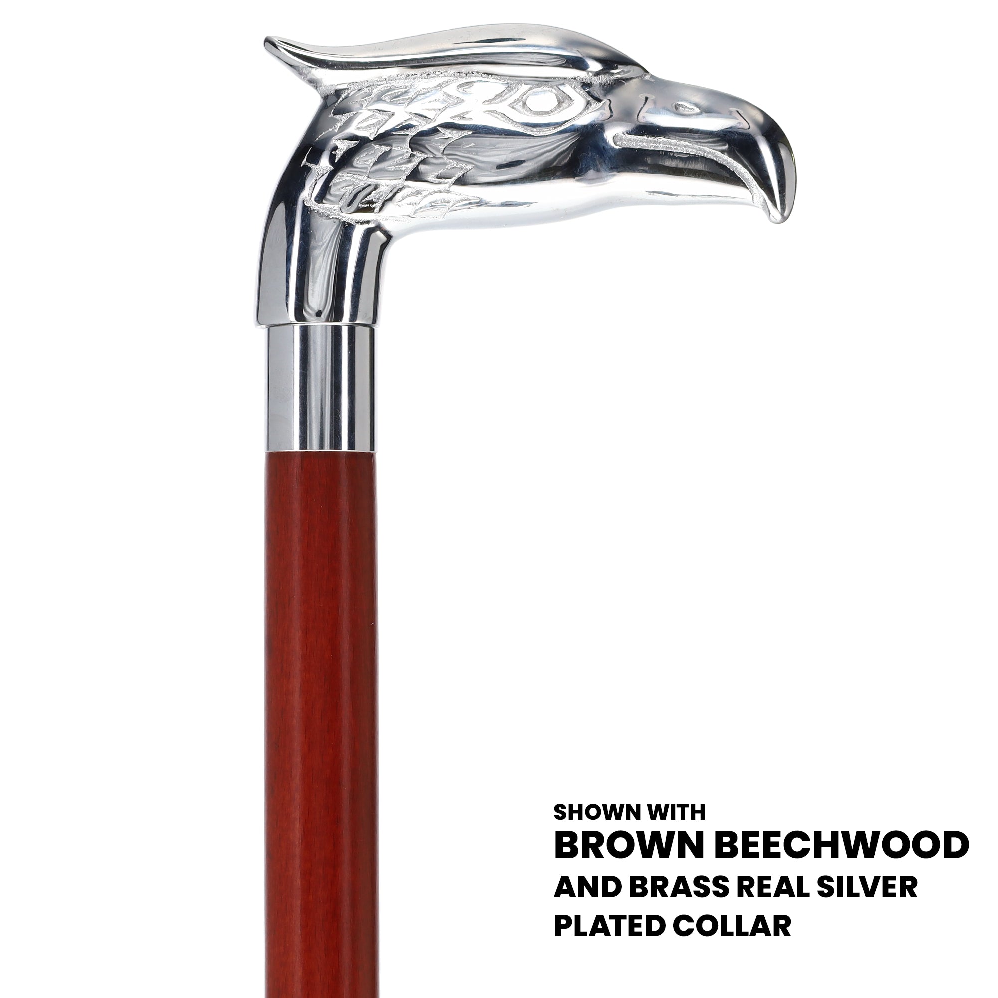 Eagle Premium Chrome Brass Handle Cane: Custom Shaft & Collar