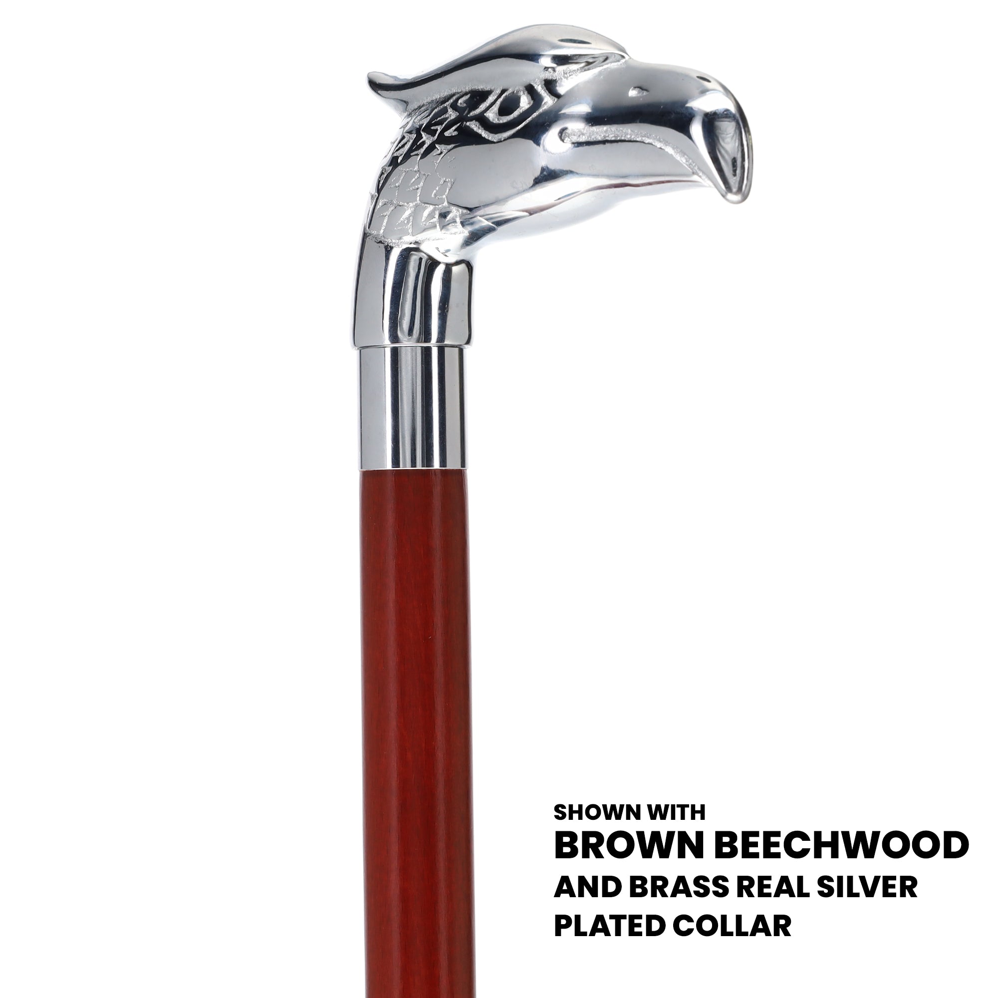 Eagle Premium Chrome Brass Handle Cane: Custom Shaft & Collar