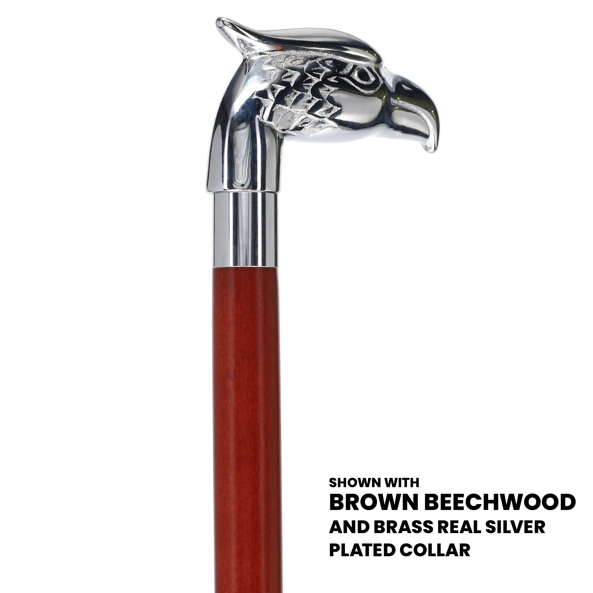 Eagle Premium Chrome Brass Handle Cane: Custom Shaft & Collar