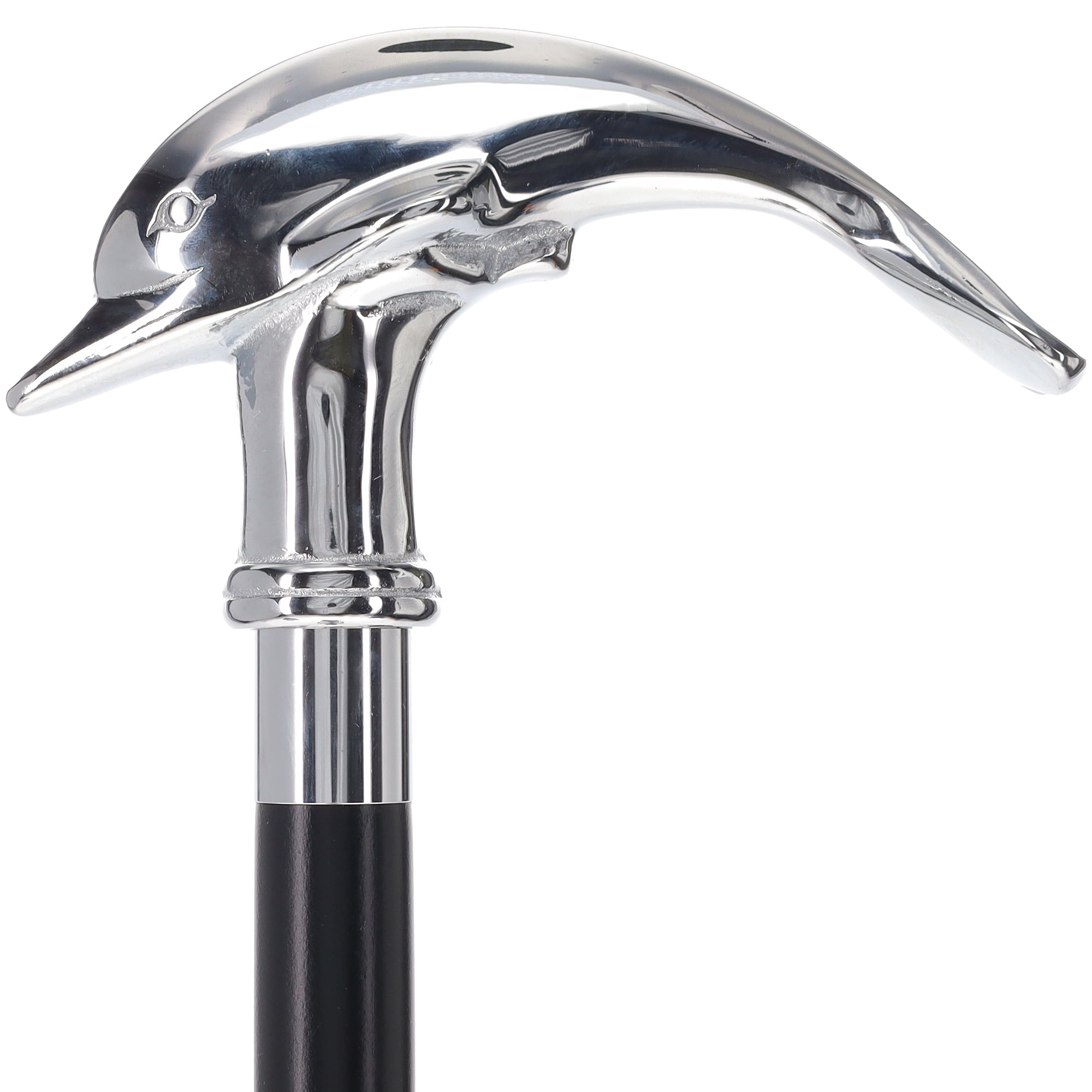 Dolphin Premium Chrome Brass Cane: Custom Shaft & Collar