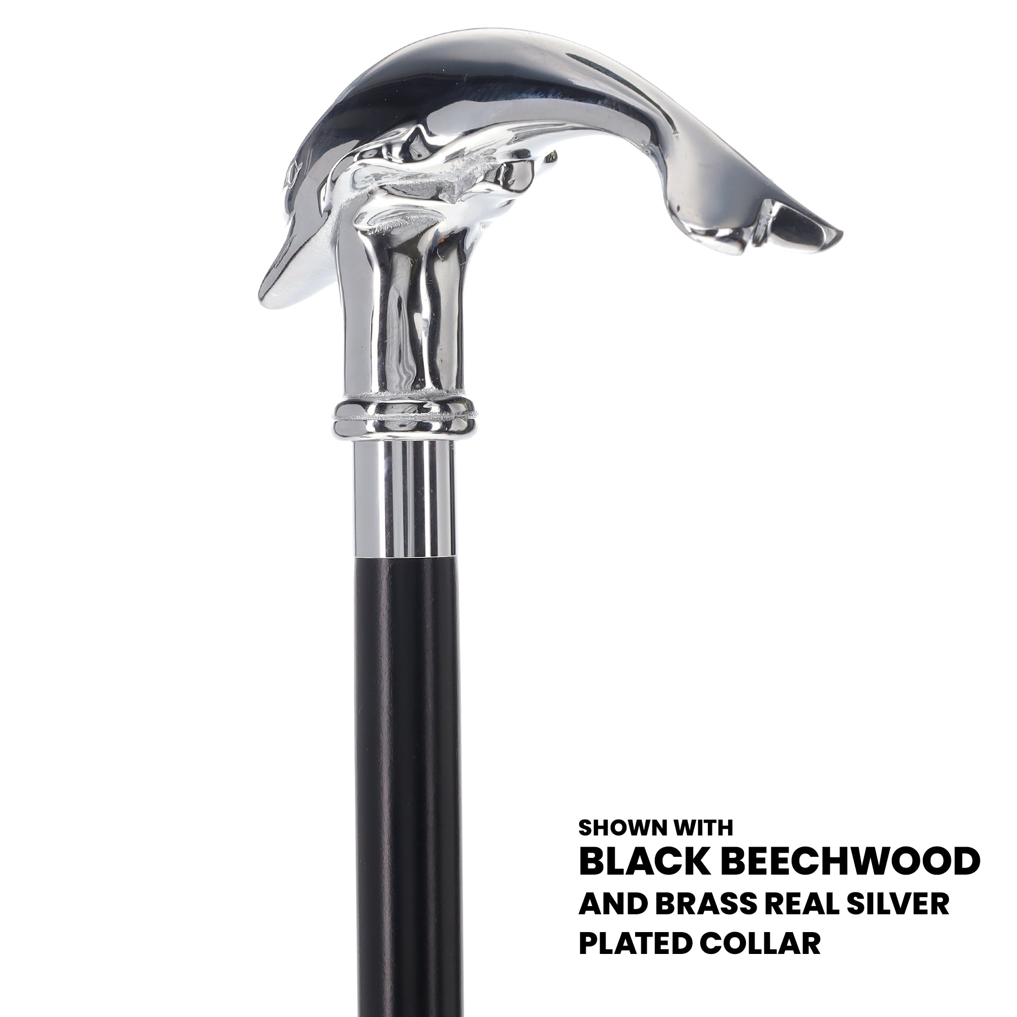 Dolphin Premium Chrome Brass Cane: Custom Shaft & Collar