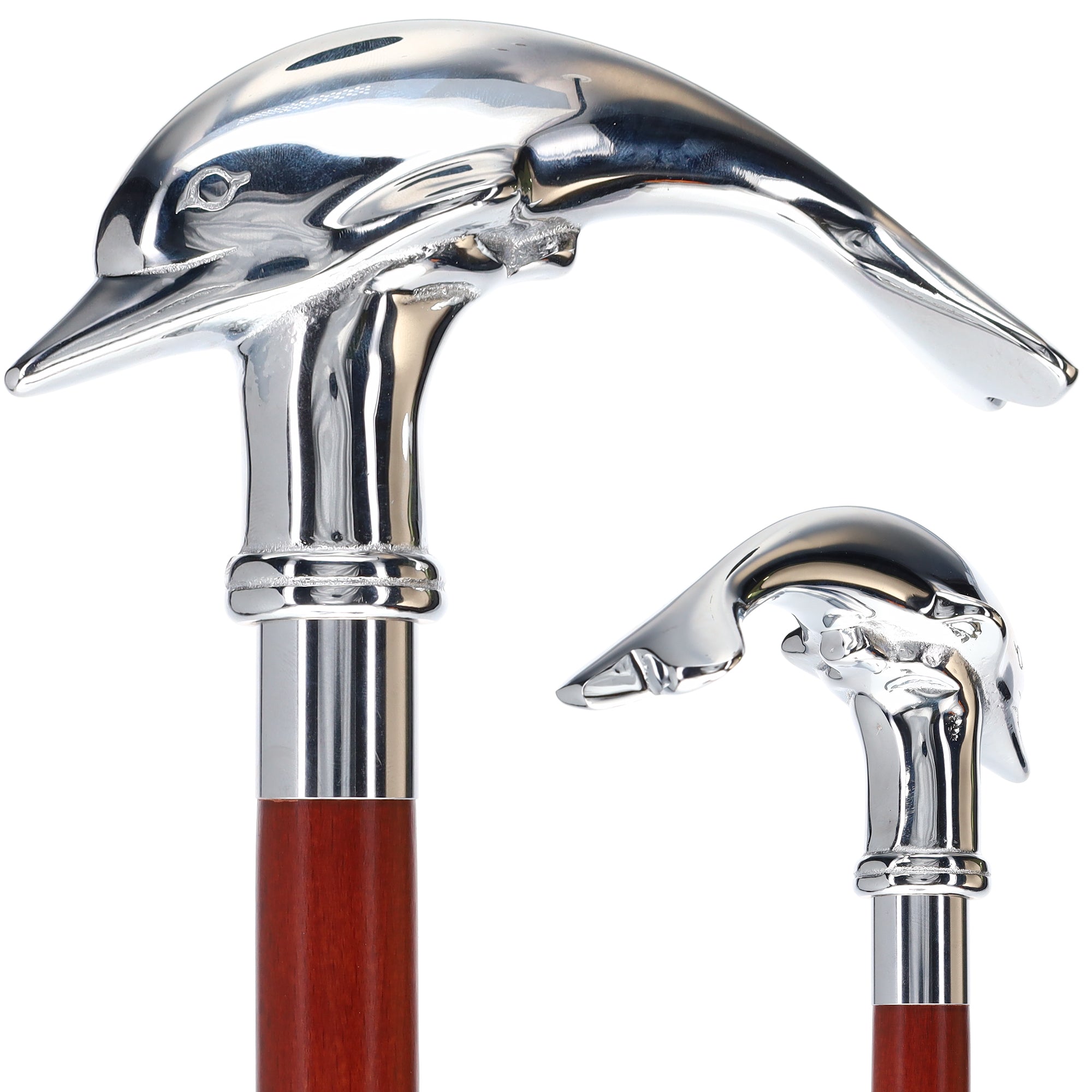 Dolphin Premium Chrome Brass Cane: Custom Shaft & Collar