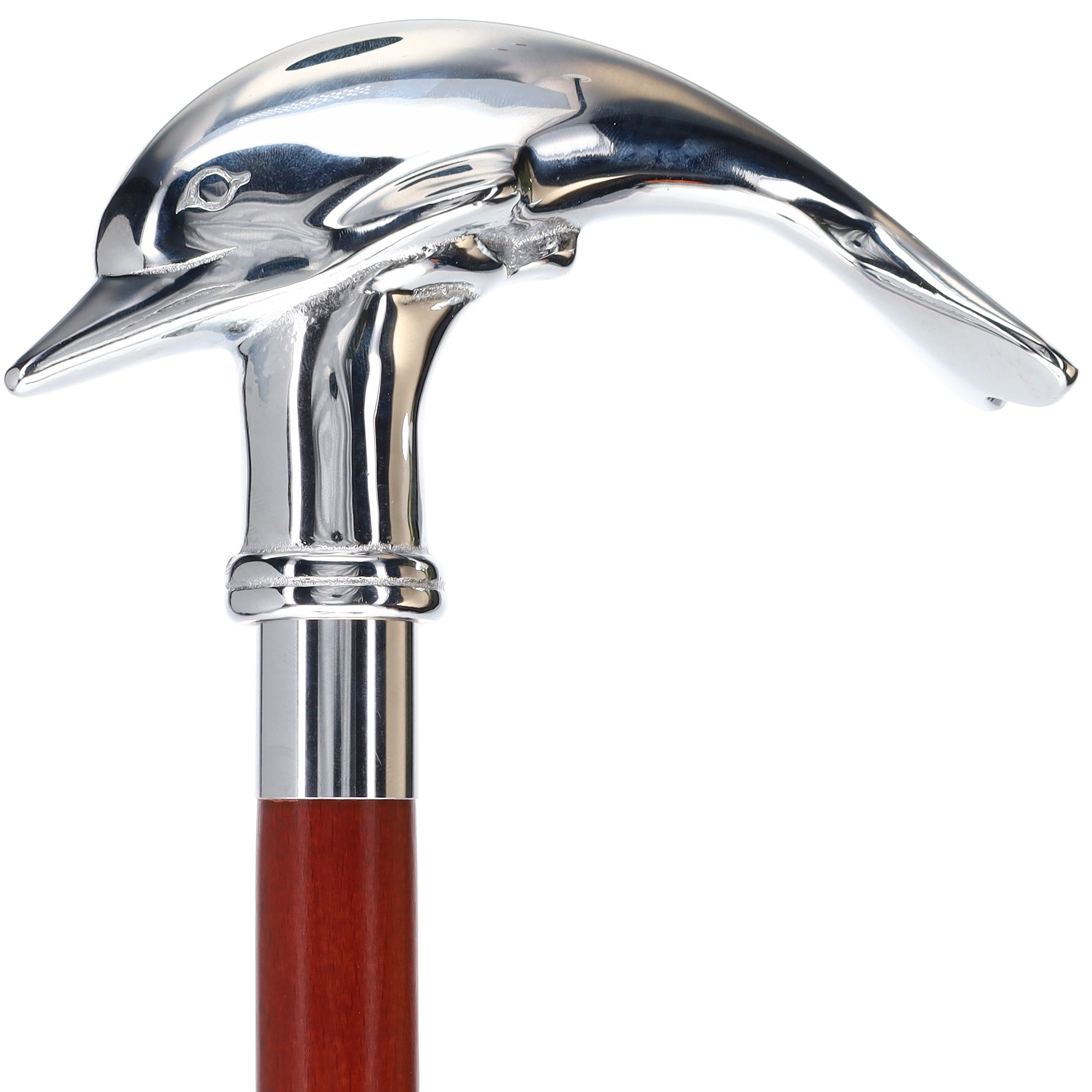 Dolphin Premium Chrome Brass Cane: Custom Shaft & Collar