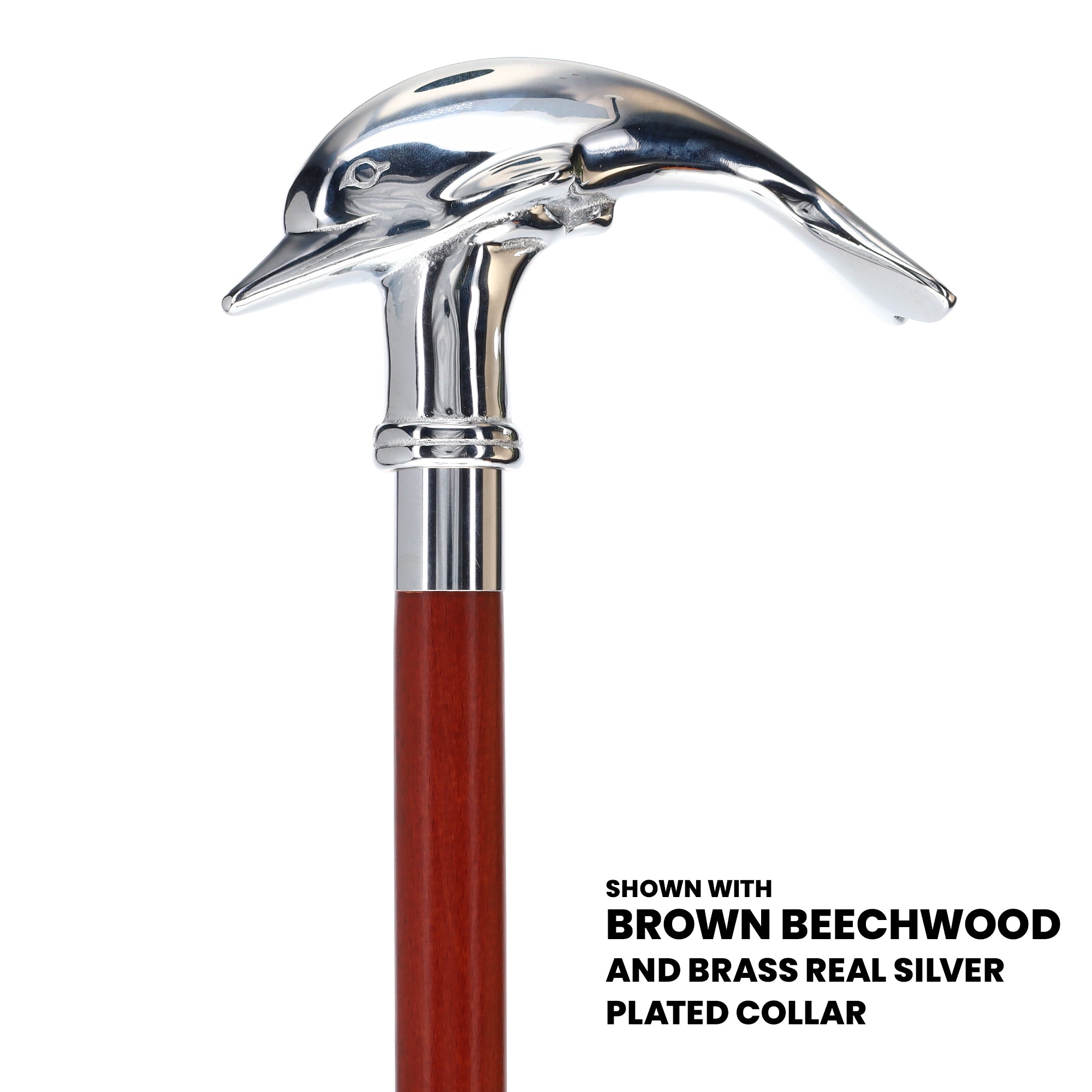 Dolphin Premium Chrome Brass Cane: Custom Shaft & Collar
