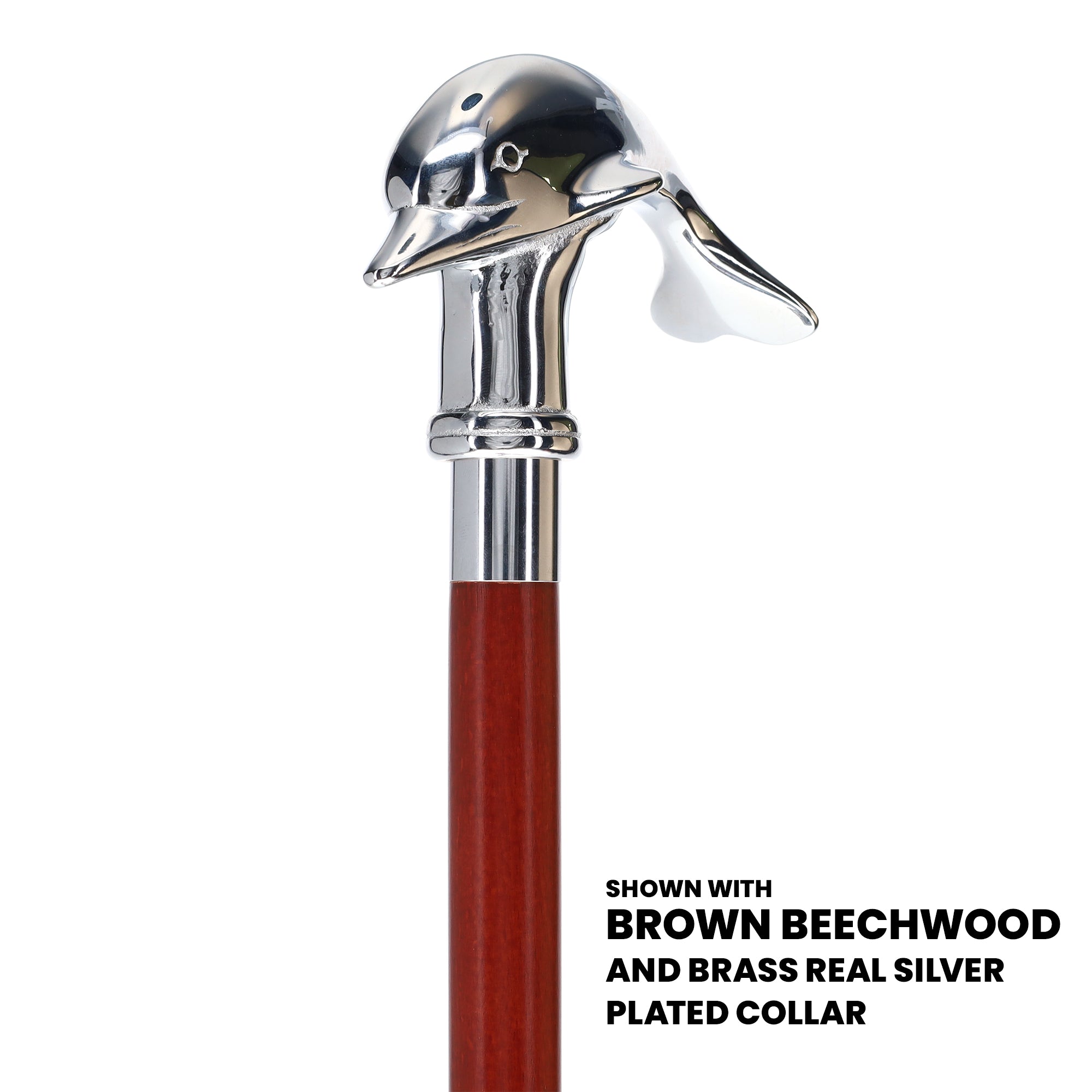 Dolphin Premium Chrome Brass Cane: Custom Shaft & Collar