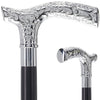 Scratch and Dent Chrome Plated Fritz Handle Walking Cane w/ Ebony Shaft and Brass Silver Collar V3222