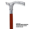 Scratch and Dent Chrome Plated Fritz Handle Walking Cane w/ Ebony Shaft and Brass Silver Collar V3222