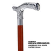 Scratch and Dent Chrome Plated Fritz Handle Walking Cane w/ Black Beechwood Shaft and Aluminum Silver Collar V2221