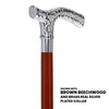 Scratch and Dent Chrome Plated Fritz Handle Walking Cane w/ Black Beechwood Shaft and Aluminum Silver Collar V2221