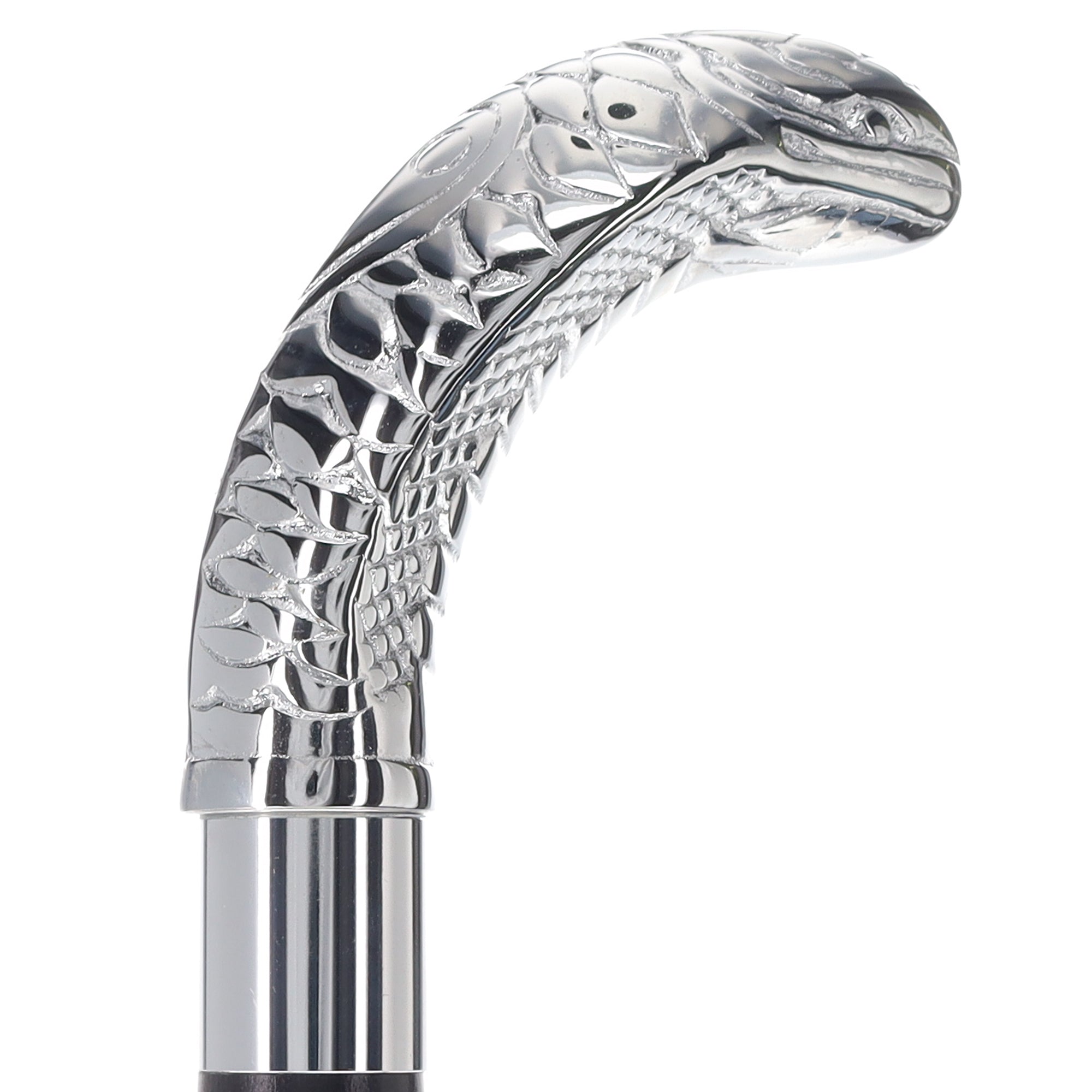 Chrome Plated Snake Handle Walking Cane w/ Custom Shaft and Collar