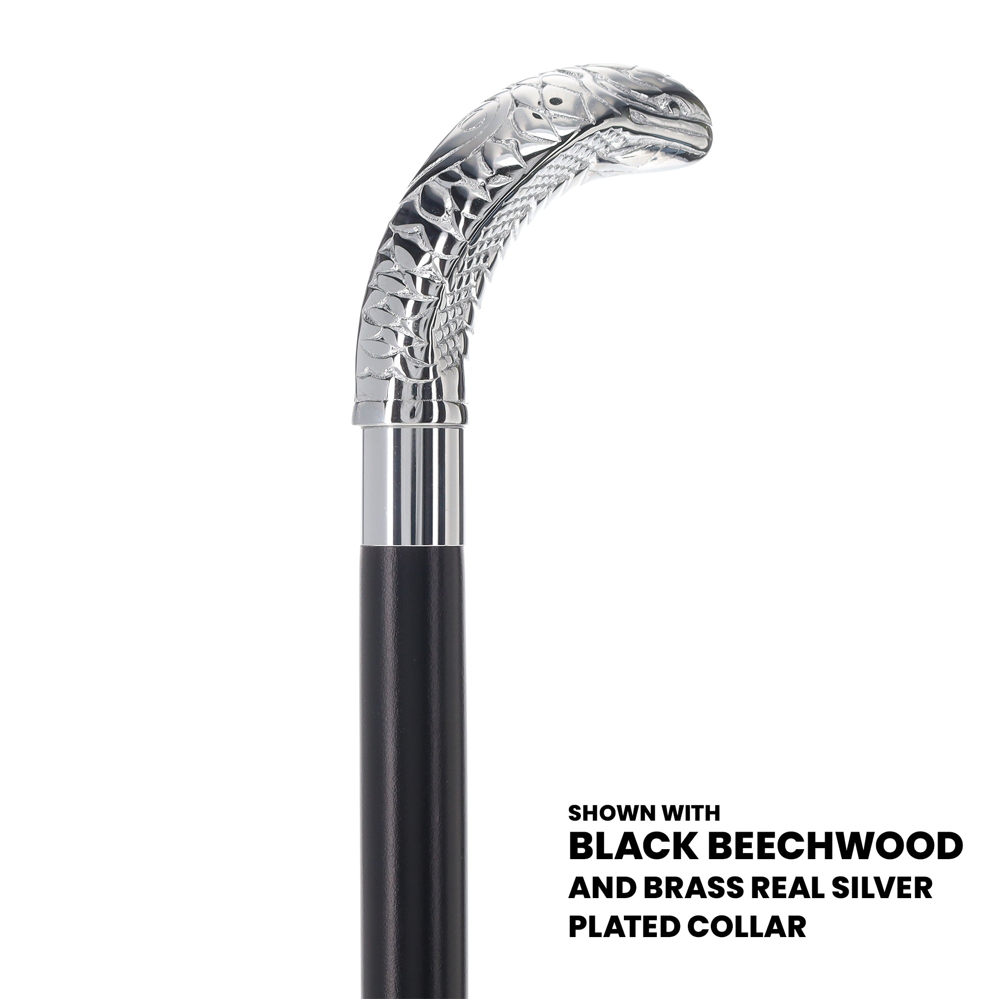 Chrome Plated Snake Handle Walking Cane w/ Custom Shaft and Collar