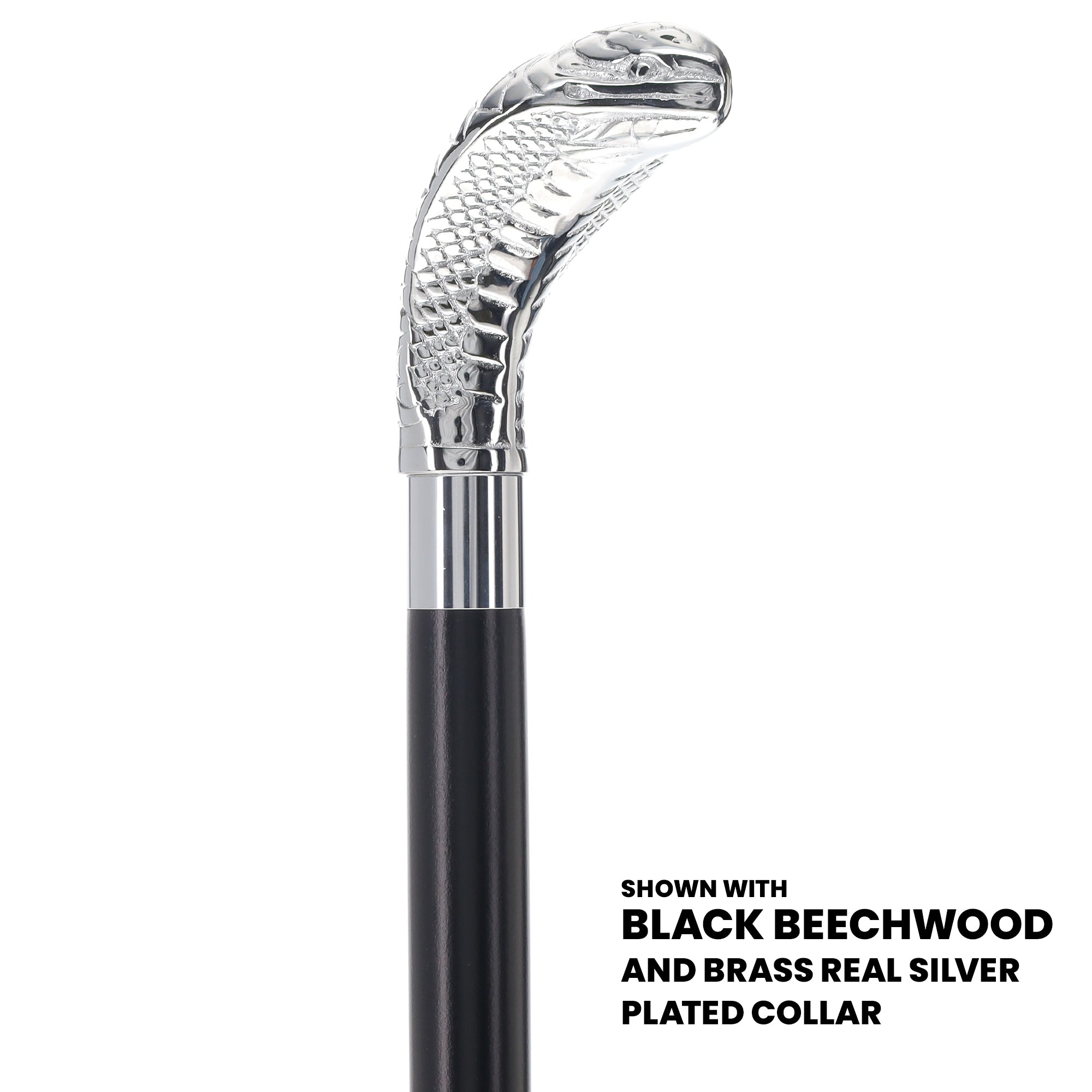 Chrome Plated Snake Handle Walking Cane w/ Custom Shaft and Collar