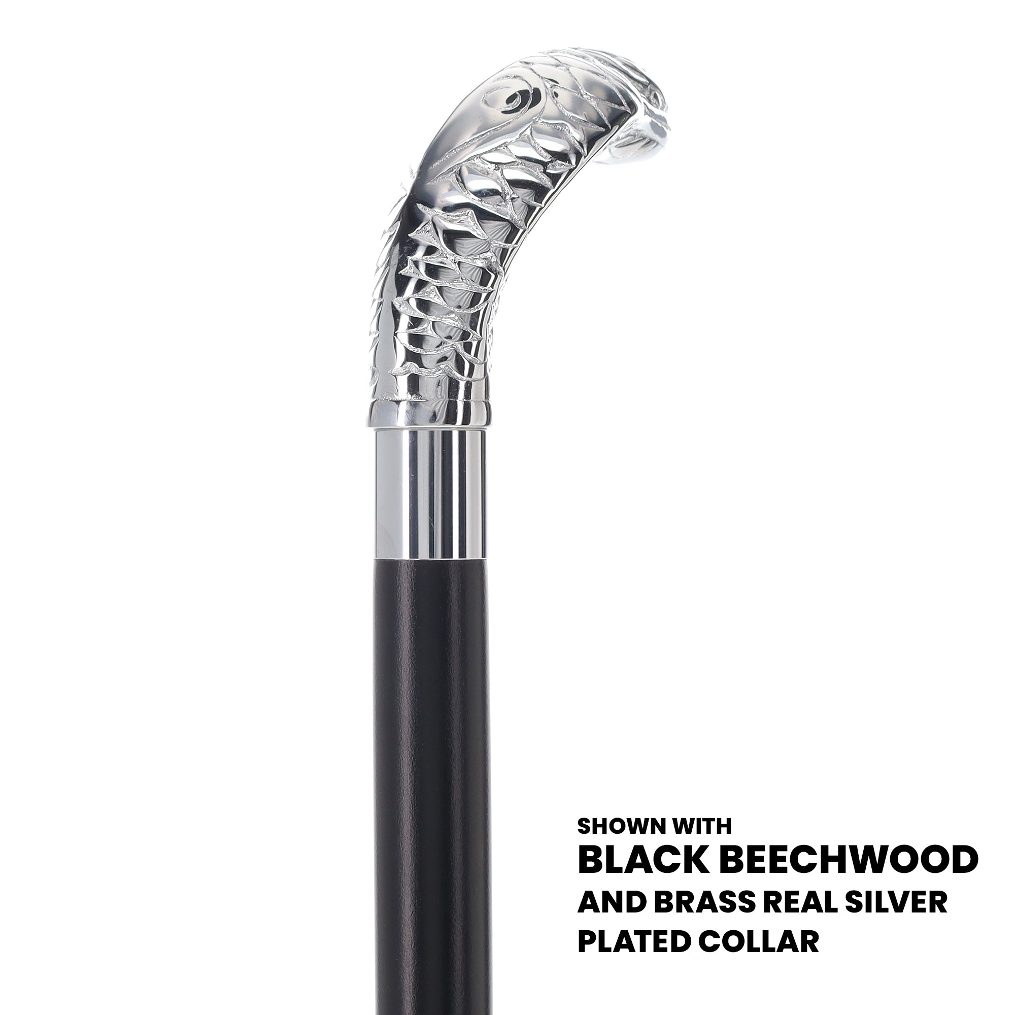 Chrome Plated Snake Handle Walking Cane w/ Custom Shaft and Collar