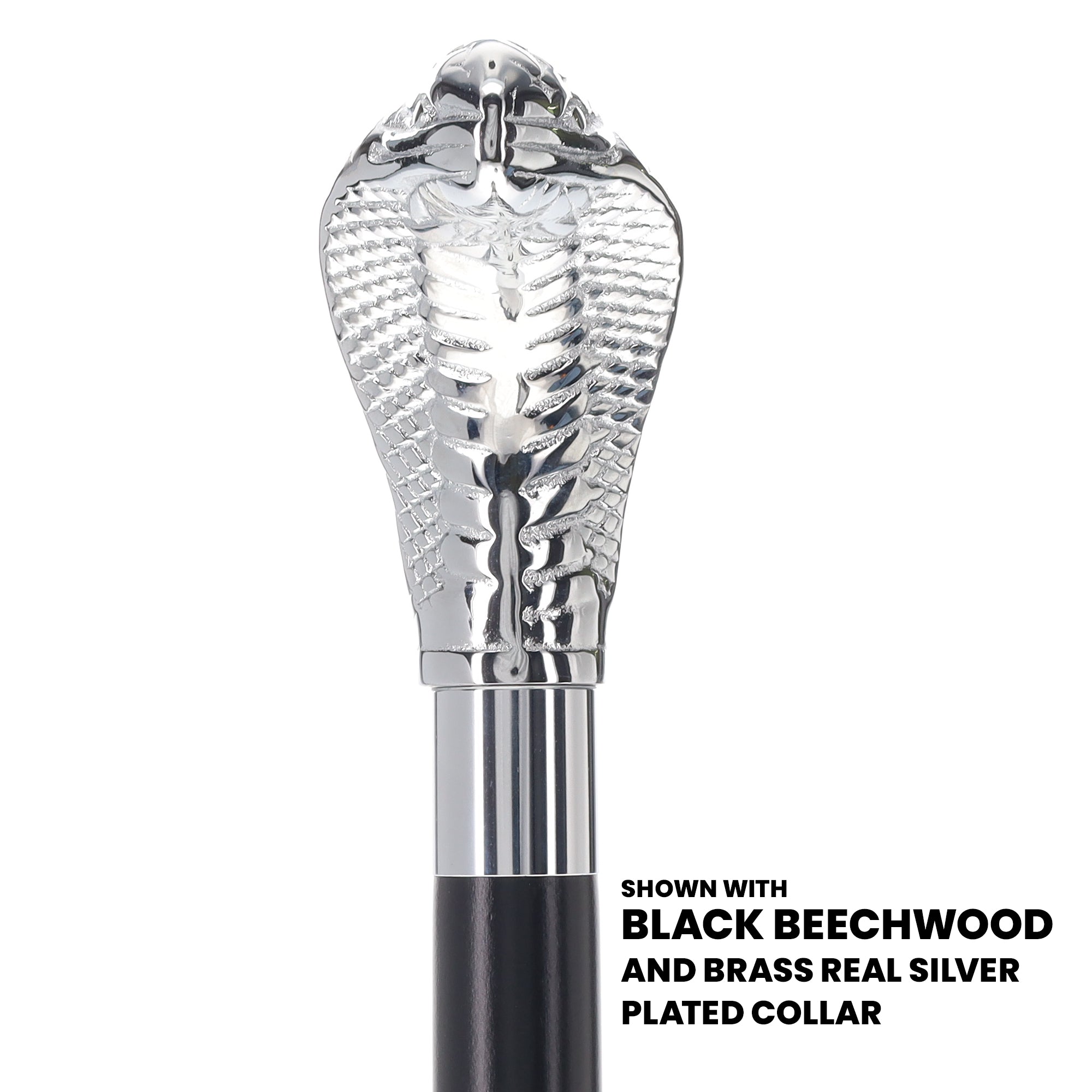 Chrome Plated Snake Handle Walking Cane w/ Custom Shaft and Collar