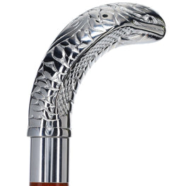 Chrome Plated Snake Handle Walking Cane w/ Custom Shaft and Collar
