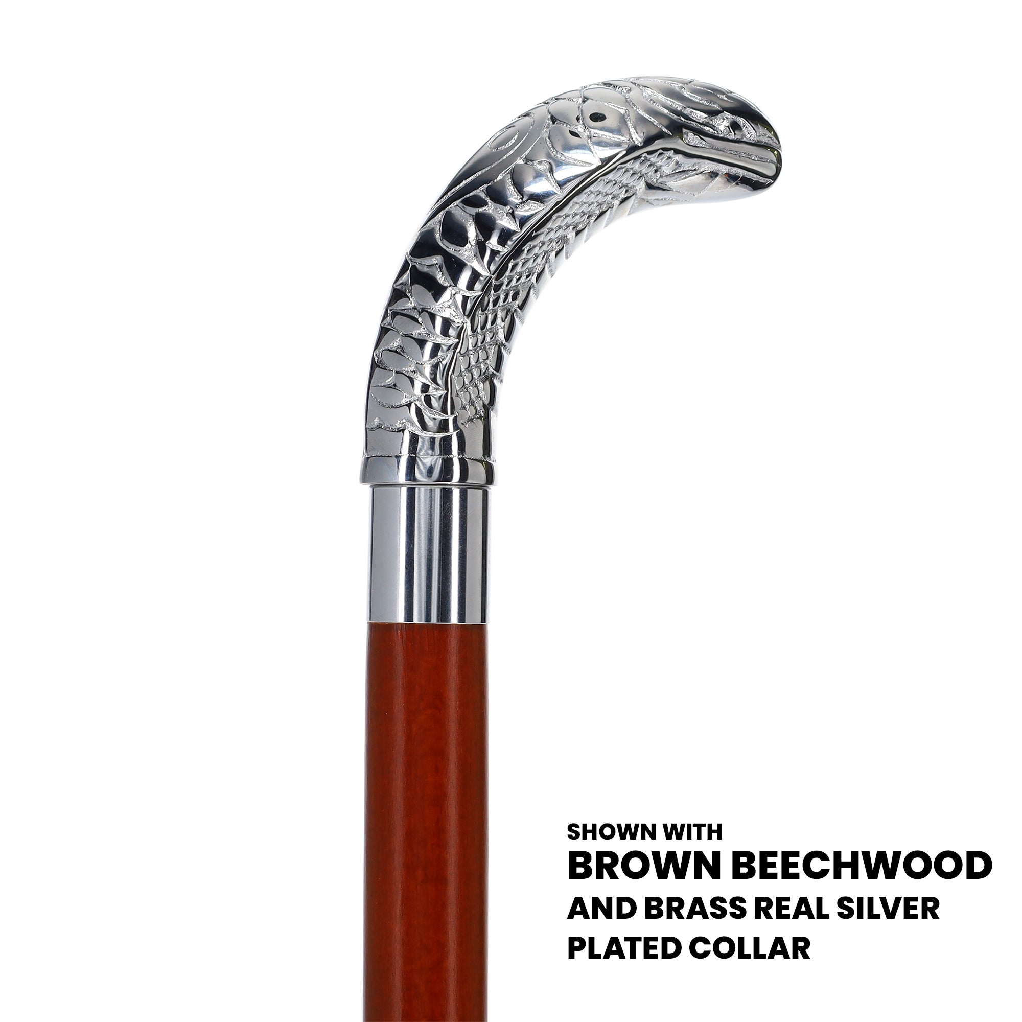 Chrome Plated Snake Handle Walking Cane w/ Custom Shaft and Collar