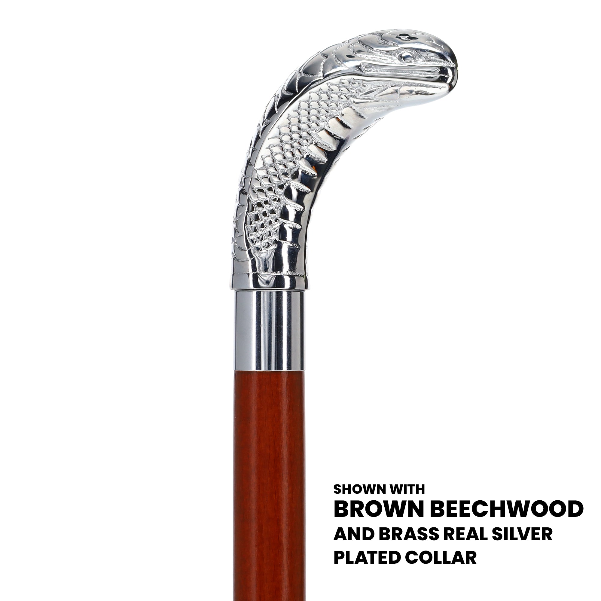 Chrome Plated Snake Handle Walking Cane w/ Custom Shaft and Collar