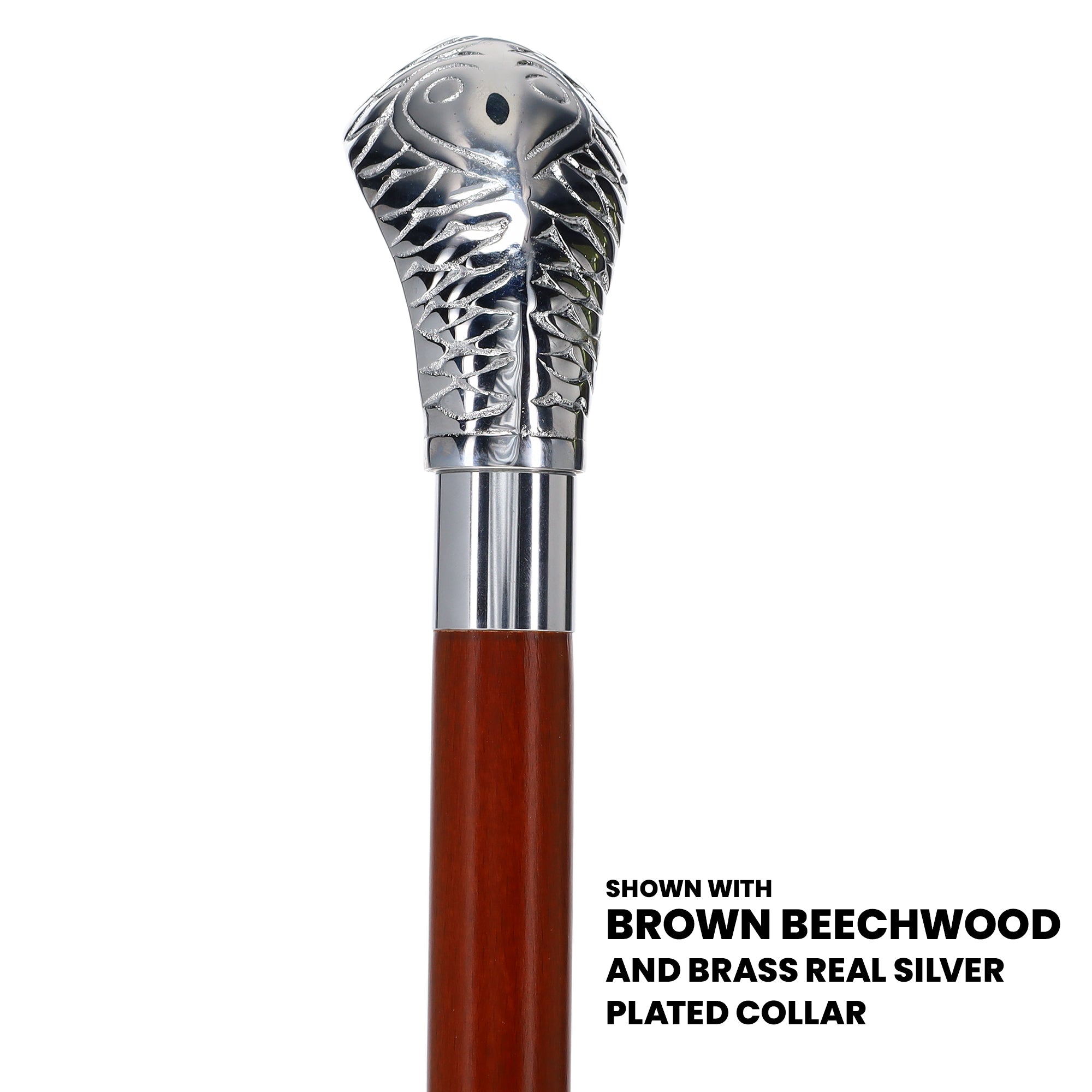 Chrome Plated Snake Handle Walking Cane w/ Custom Shaft and Collar