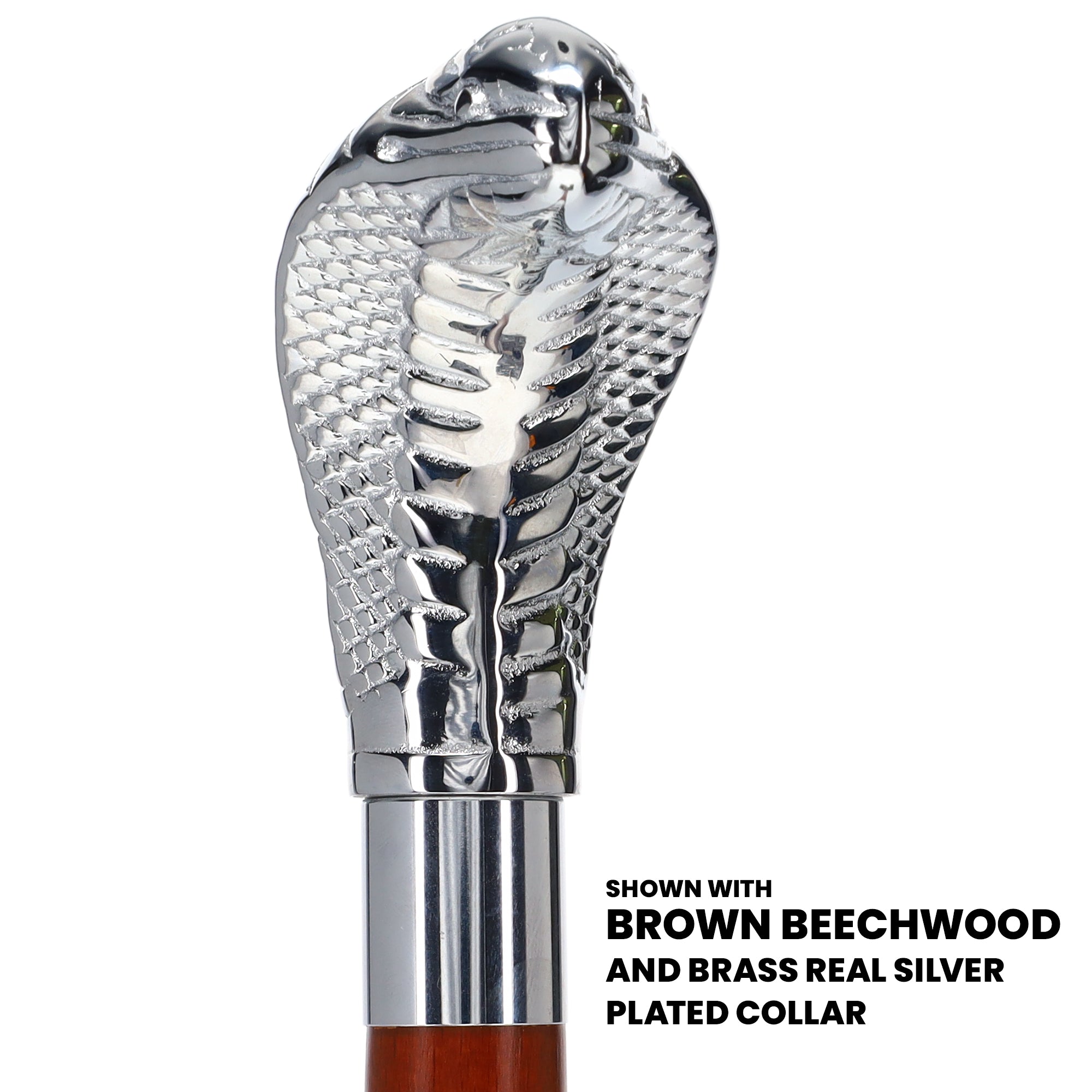 Chrome Plated Snake Handle Walking Cane w/ Custom Shaft and Collar