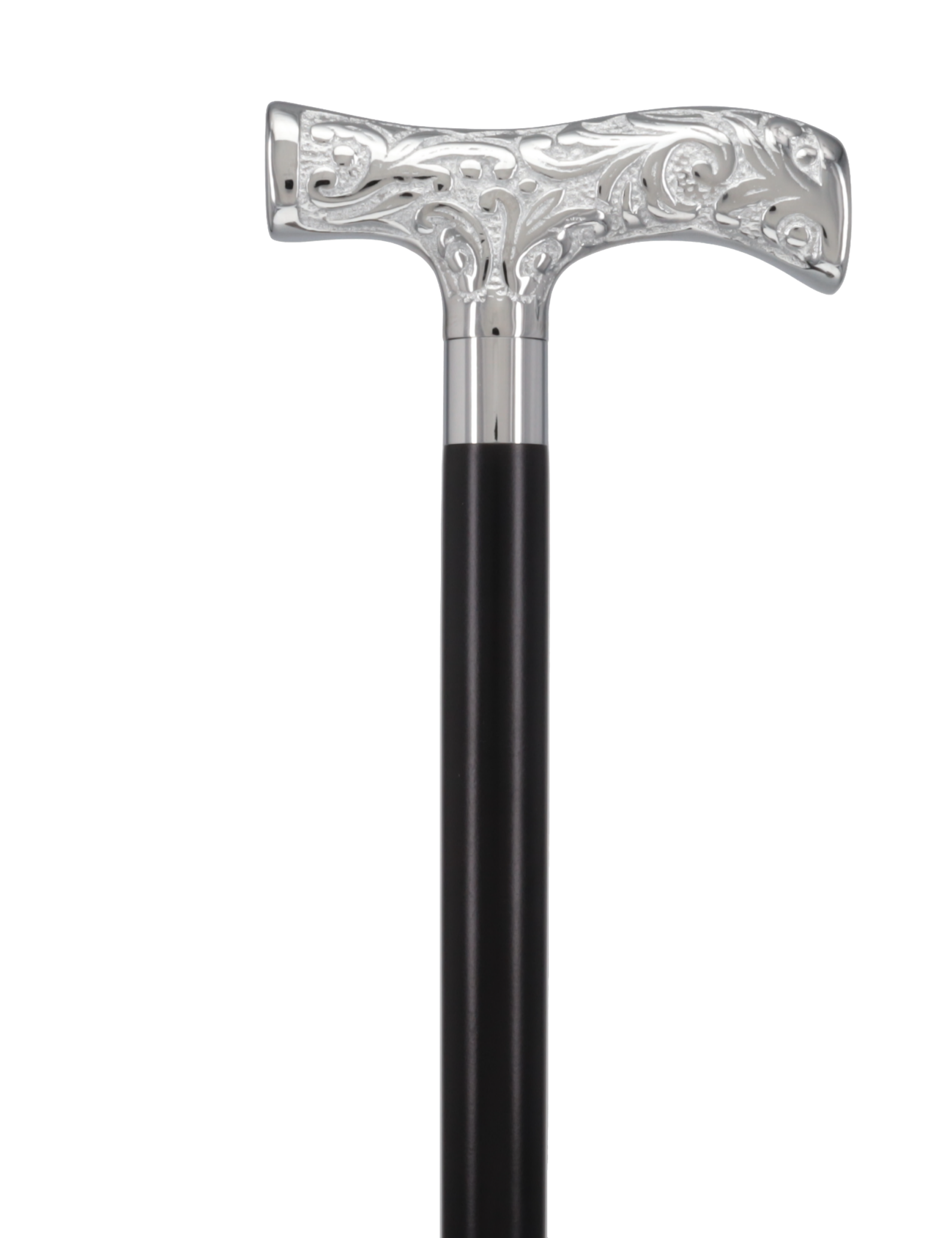T-Handle Premium Chrome Brass Cane: Custom Shaft & Collar