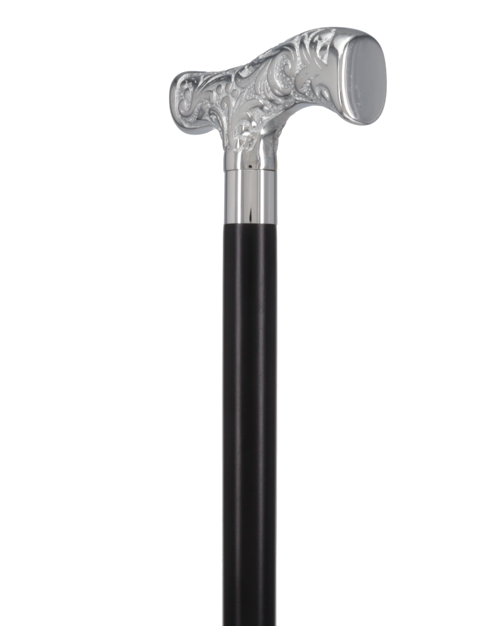T-Handle Premium Chrome Brass Cane: Custom Shaft & Collar