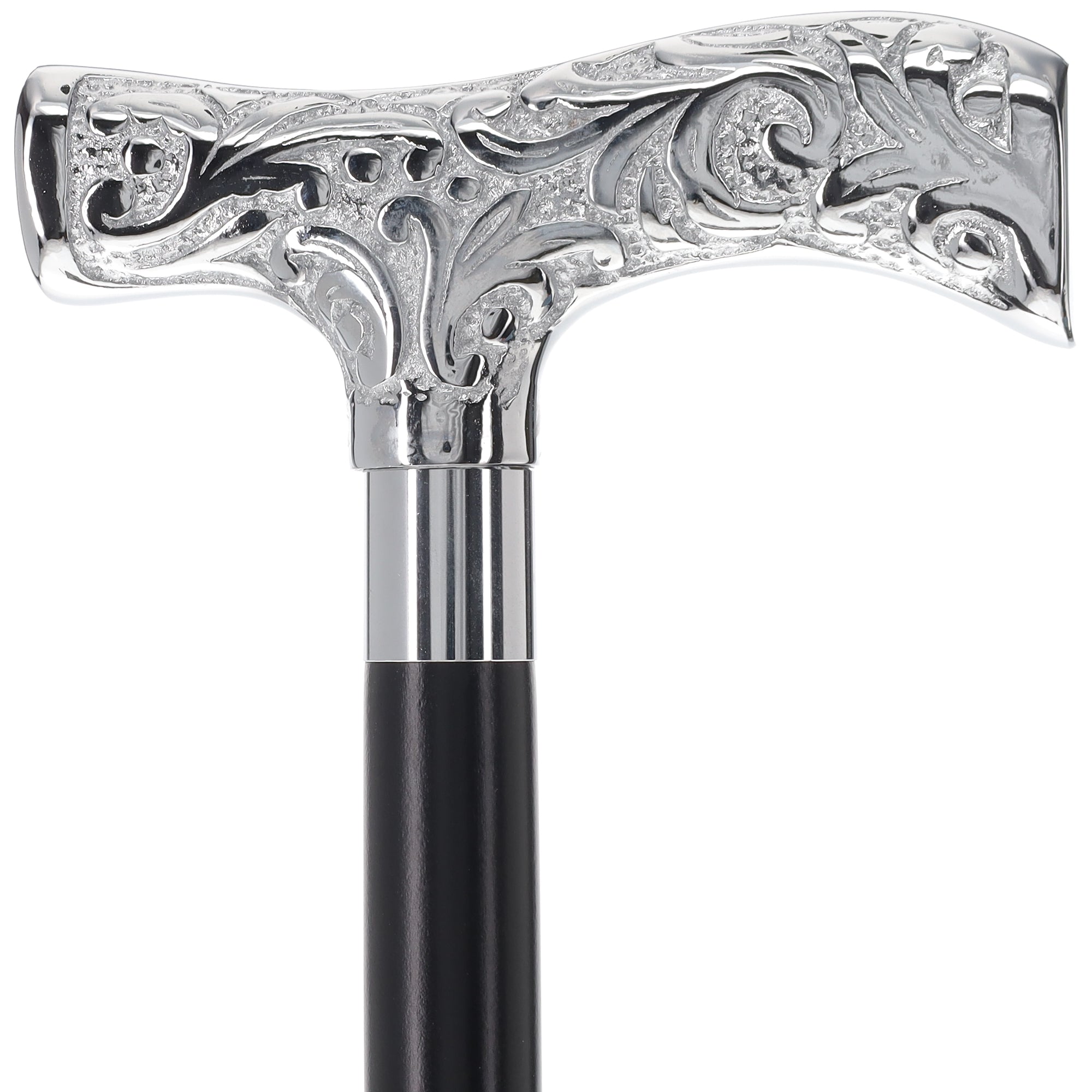 T-Handle Premium Chrome Brass Cane: Custom Shaft & Collar