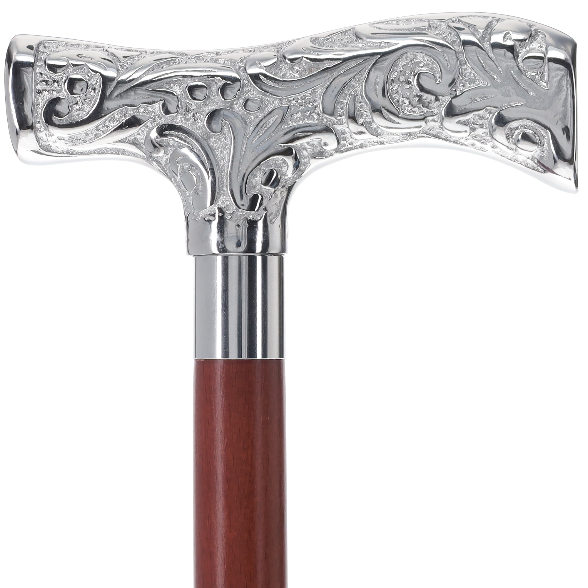 T-Handle Premium Chrome Brass Cane: Custom Shaft & Collar