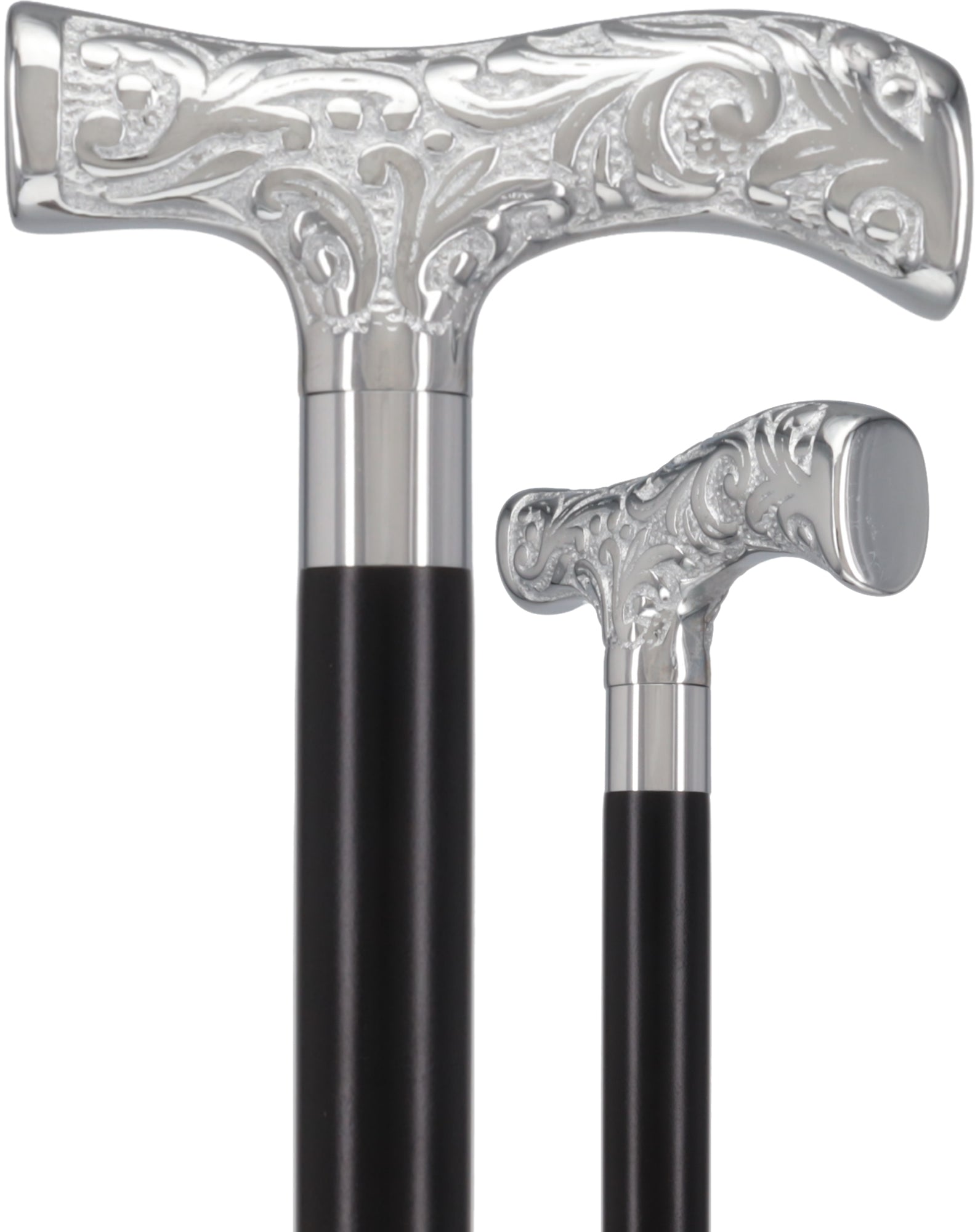 T-Handle Premium Chrome Brass Cane: Custom Shaft & Collar