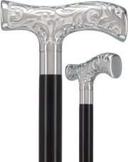 T-Handle Premium Chrome Brass Cane: Custom Shaft & Collar