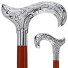 Scratch and Dent Chrome Plated Derby Handle Walking Cane w/ Wenge Shaft and Aluminum Silver Collar V2146