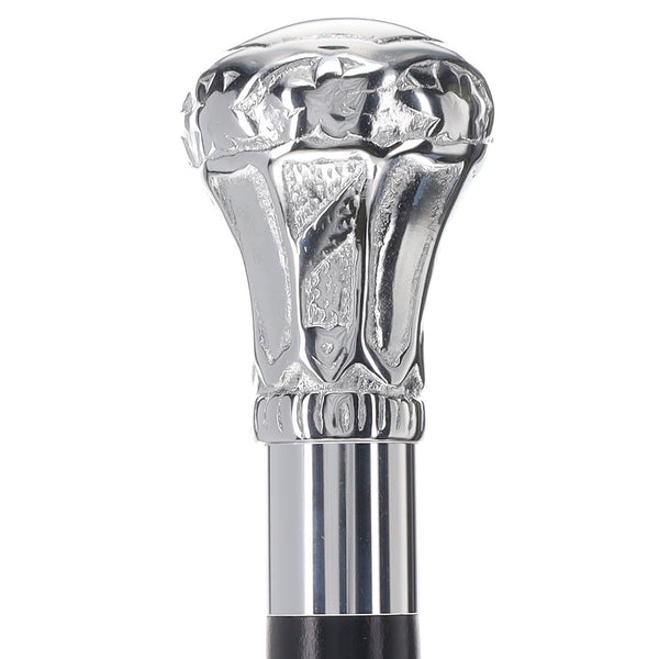 Elegant Chrome Plated Knob Handle Walking Cane with Custom Shaft & Collar