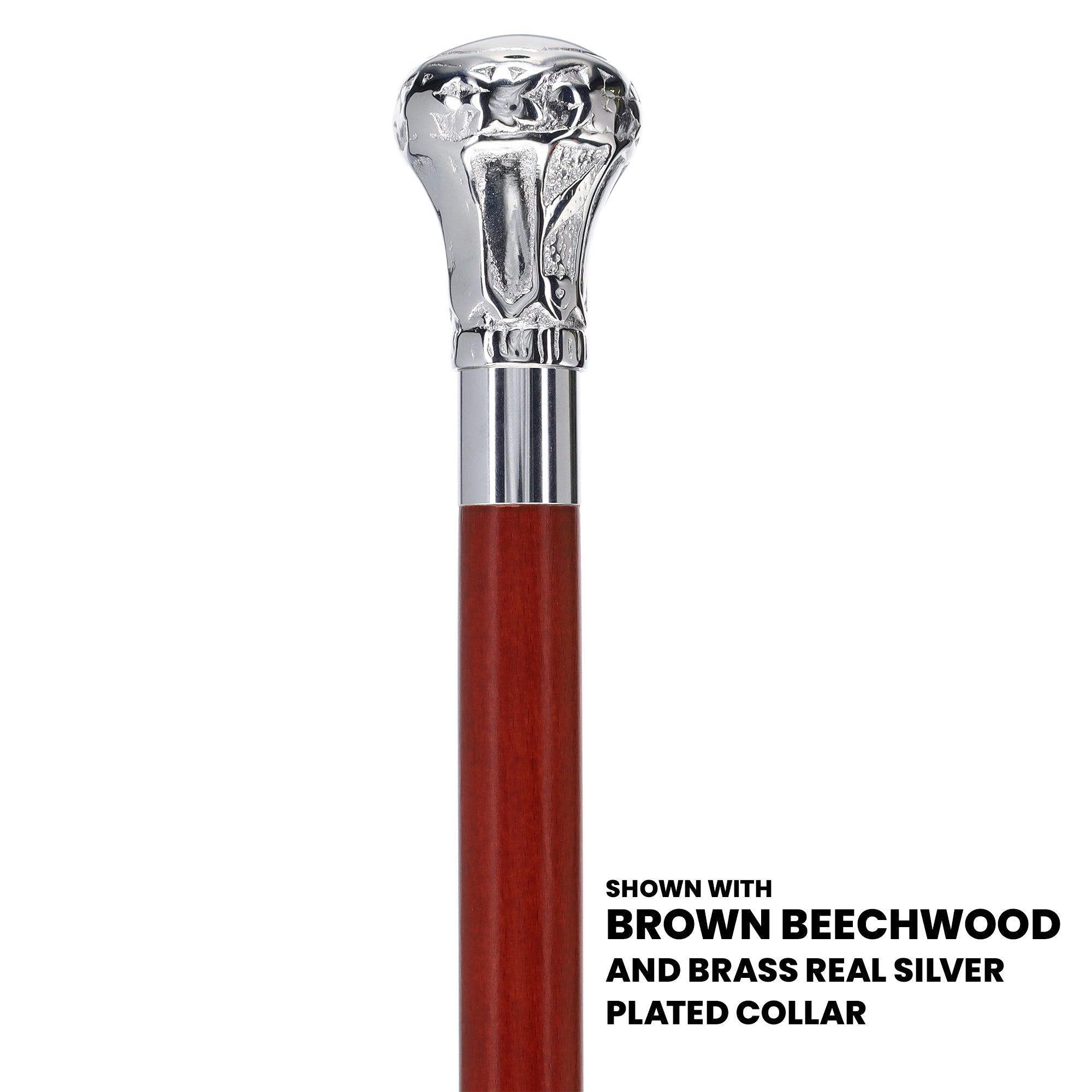 Knob Premium Chrome Brass Cane: Custom Shaft & Collar