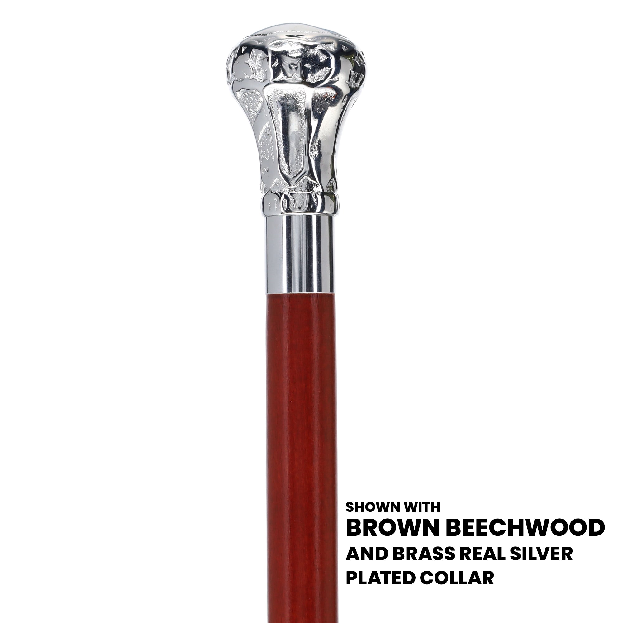 Knob Premium Chrome Brass Cane: Custom Shaft & Collar