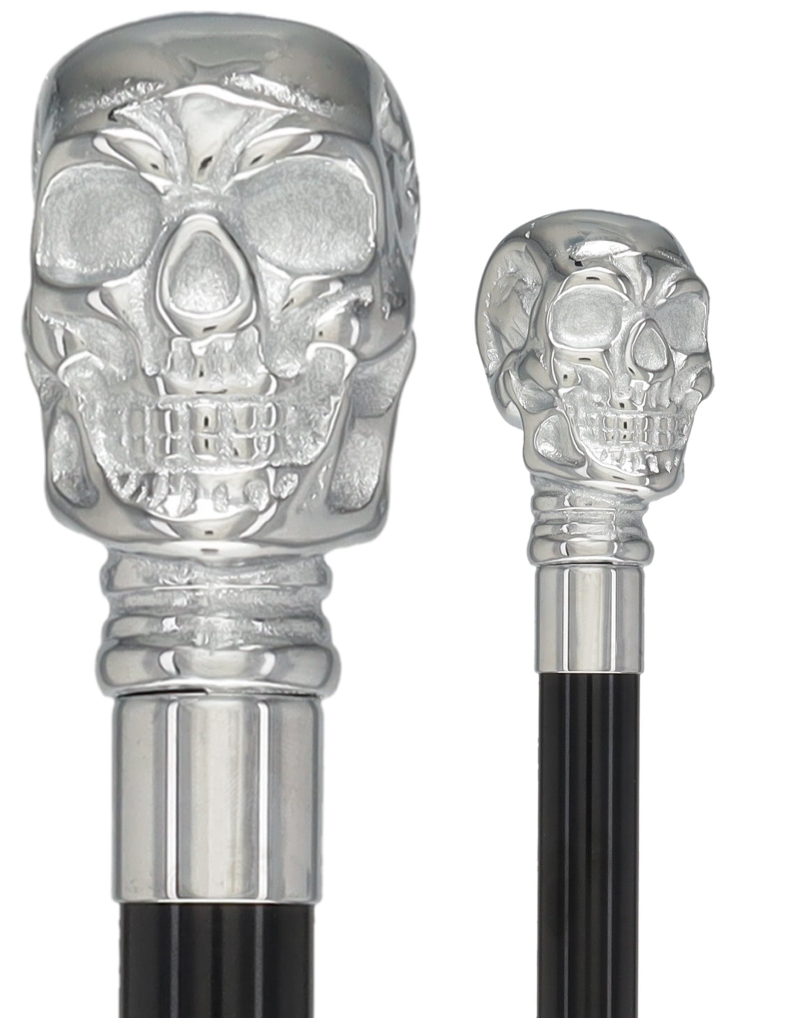 Skull Premium Chrome Brass Cane: Laser-Etched Custom Shaft