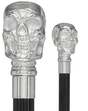 Skull Premium Chrome Brass Cane: Laser-Etched Custom Shaft