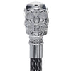 Scratch and Dent Chrome Skull Handle Walking Cane w/ Brown Laser Etched Shaft V2085