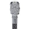 Scratch and Dent Chrome Skull Handle Walking Cane w/ Solid Black Adjustable Shaft V2149