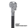Scratch and Dent Chrome Skull Handle Walking Cane w/ Black Non Adjustable Shaft V2199