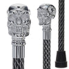 Scratch and Dent Chrome Skull Handle Walking Cane w/ Black Non Adjustable Shaft V2199