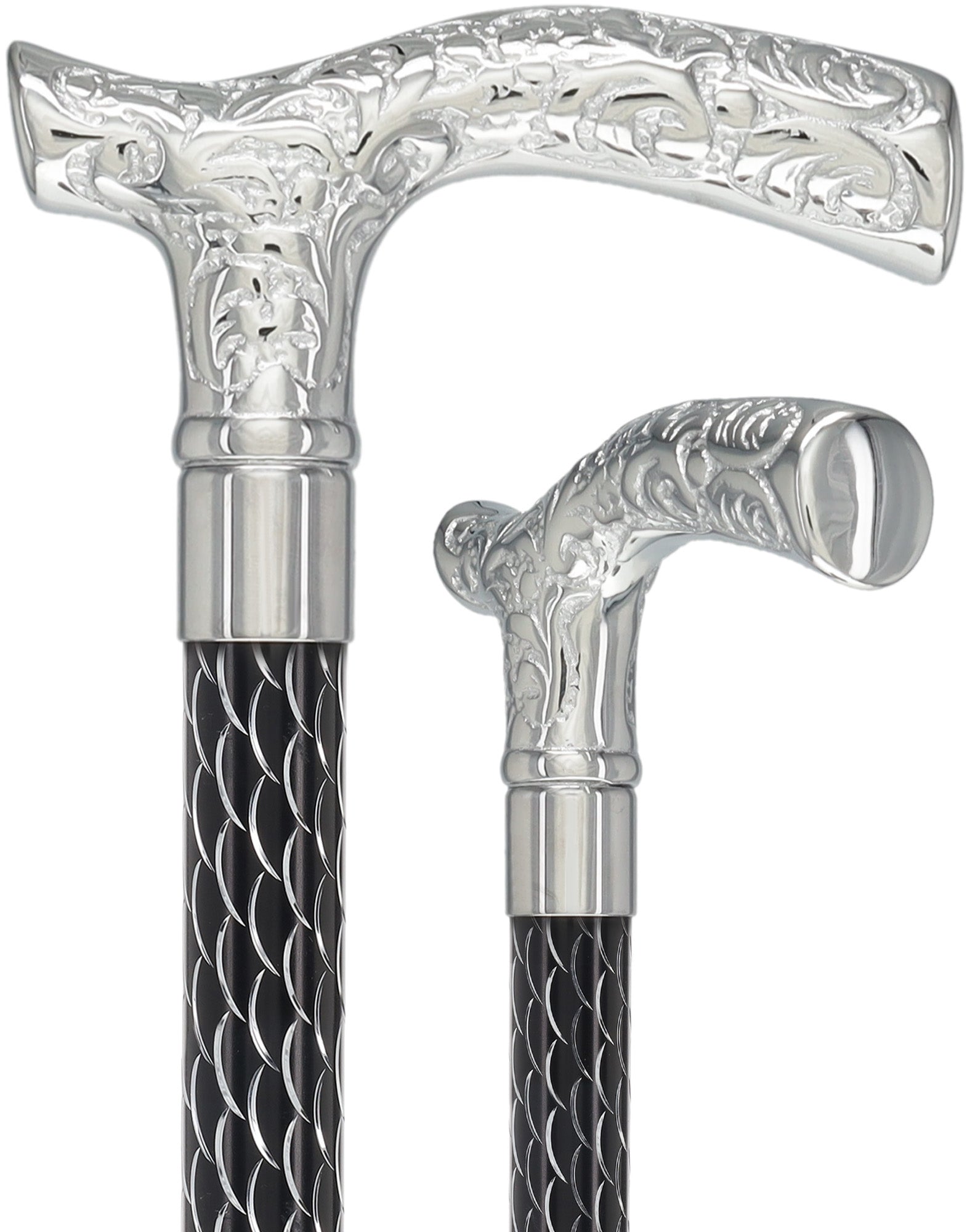 Fritz Premium Chrome Brass Cane: Laser-Etched Custom Shaft