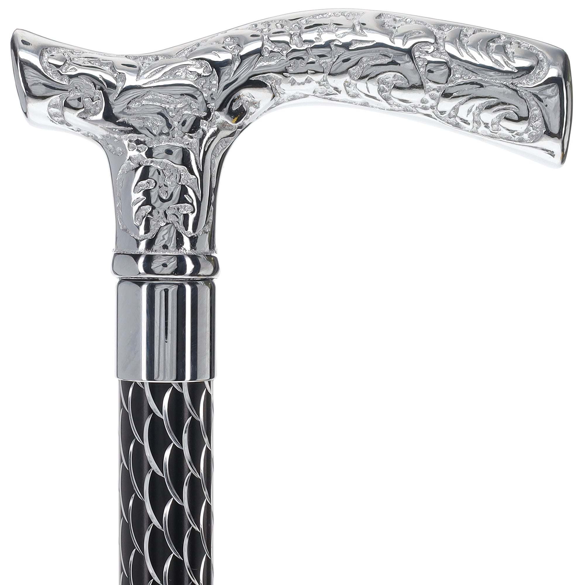 Fritz Premium Chrome Brass Cane: Laser-Etched Custom Shaft