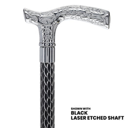 Chrome Fritz Handle Walking Cane w/ Custom Laser Etched Shaft