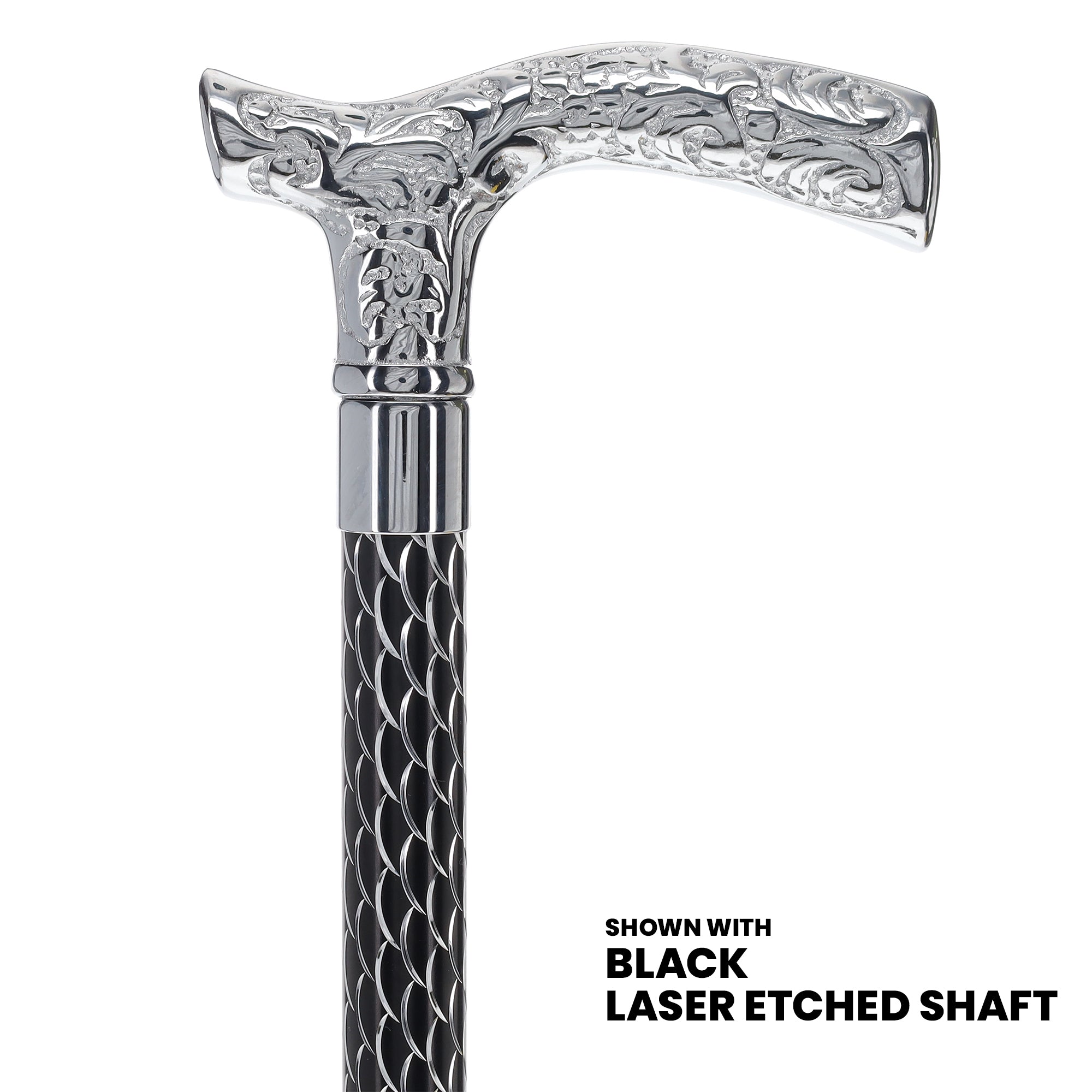 Fritz Premium Chrome Brass Cane: Laser-Etched Custom Shaft